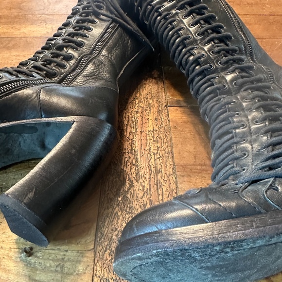 Ann Demeulemeester triple lace knee high talon heels 37 - Picture 6 of 15